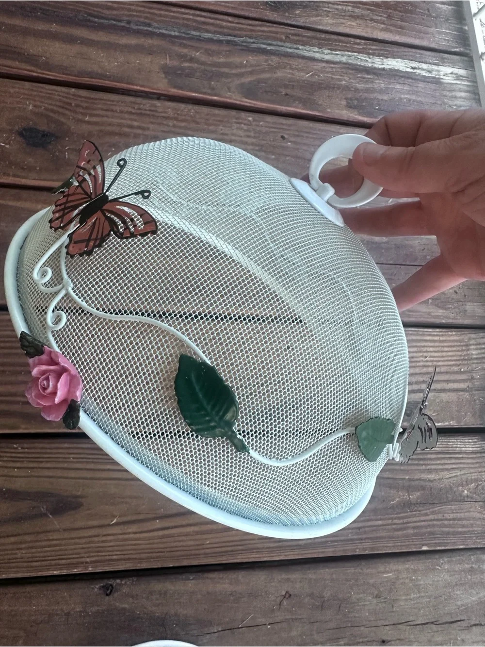 Wired  Mesh Food Covers with Orange Butterfly Accents
